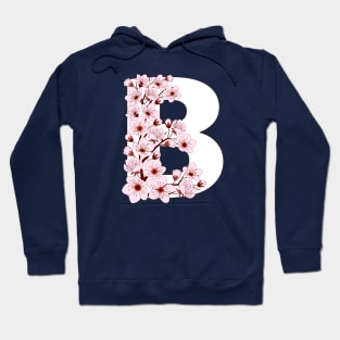 Colorful capital letter B patterned with sakura twig Hoodie